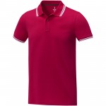 38108216-Męska koszulka polo Amarago z kontrastowymi paskami i krótkim rękawem-Czerwony 3xl