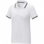38109014-Damska koszulka polo Amarago z kontrastowymi paskami i krótkim rękawem-Biały xl