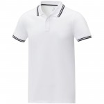 38108010-Męska koszulka polo Amarago z kontrastowymi paskami i krótkim rękawem-Biały xs