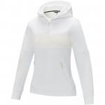 39473010-Sayan damski ciepły sweter z kapturem i zamkiem na pół długości-Biały xs