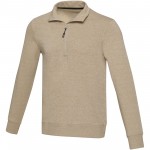 37546071-Tin sweter unisex Aware&trade; z materiał&oacute;w z recyklingu z zamkiem błyskawicznym na 1/4 długości-Oatmeal s